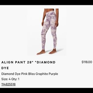 Lululemon Align Pant 28” Diamond Dye